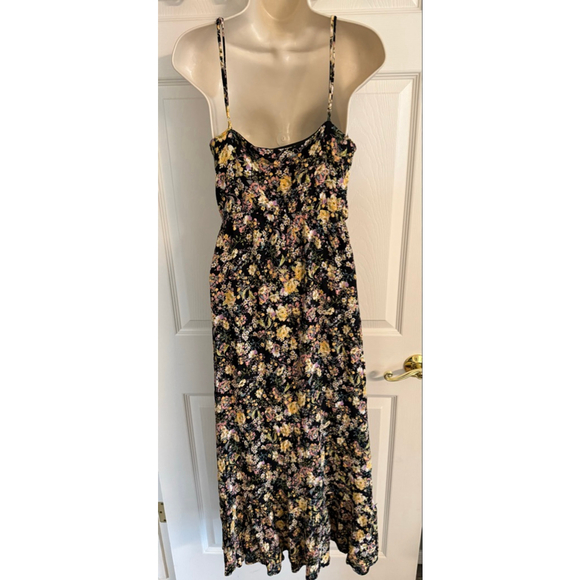 NWOTs Sadie & Sage black floral strappy V neck maxi dress Size S boho Romantic - Picture 2 of 9
